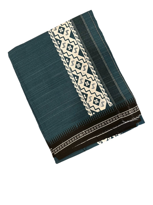 Southloom Blue Printed Single Mundu / Otta Mundu / Lungi (South Indian Kerala Dhoti)