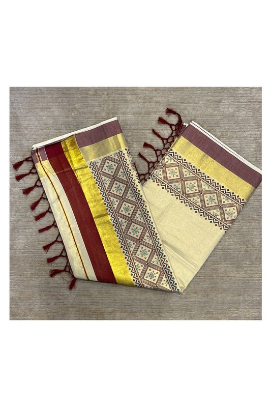 Southloom Kerala Tissue Kasavu Saree