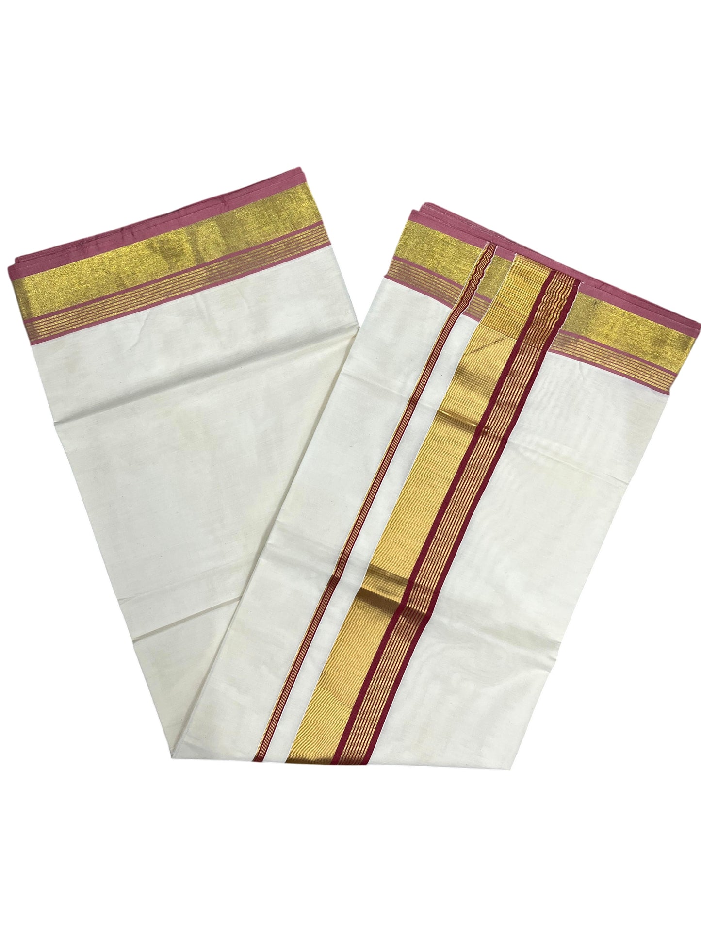 Southloom Kerala Cotton Kasavu Saree with Brick Red Border