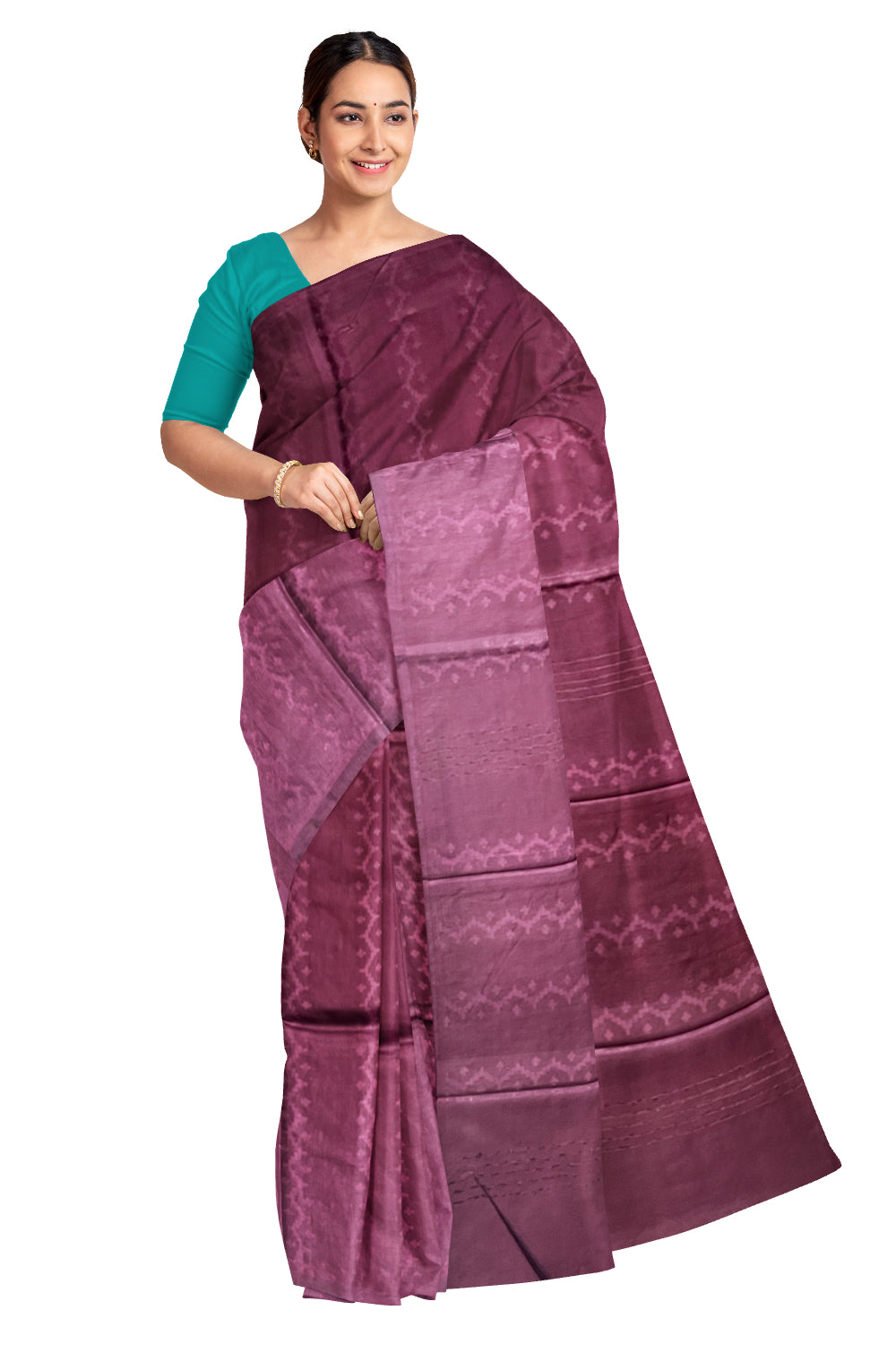 Southloom Semi Silk Maroon Designer Saree