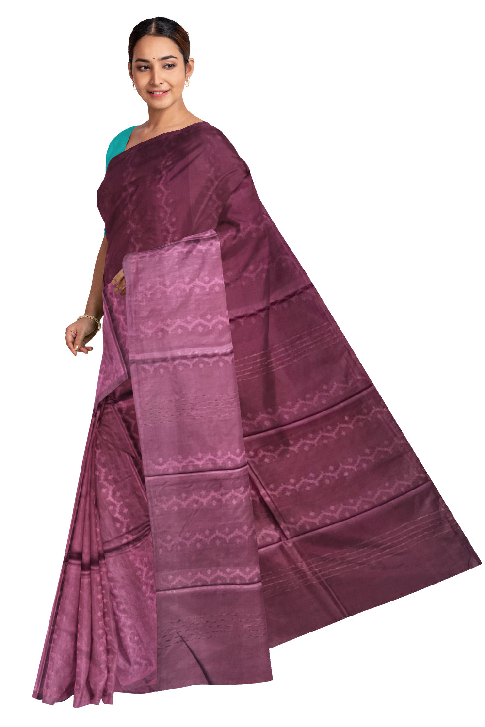 Southloom Semi Silk Maroon Designer Saree