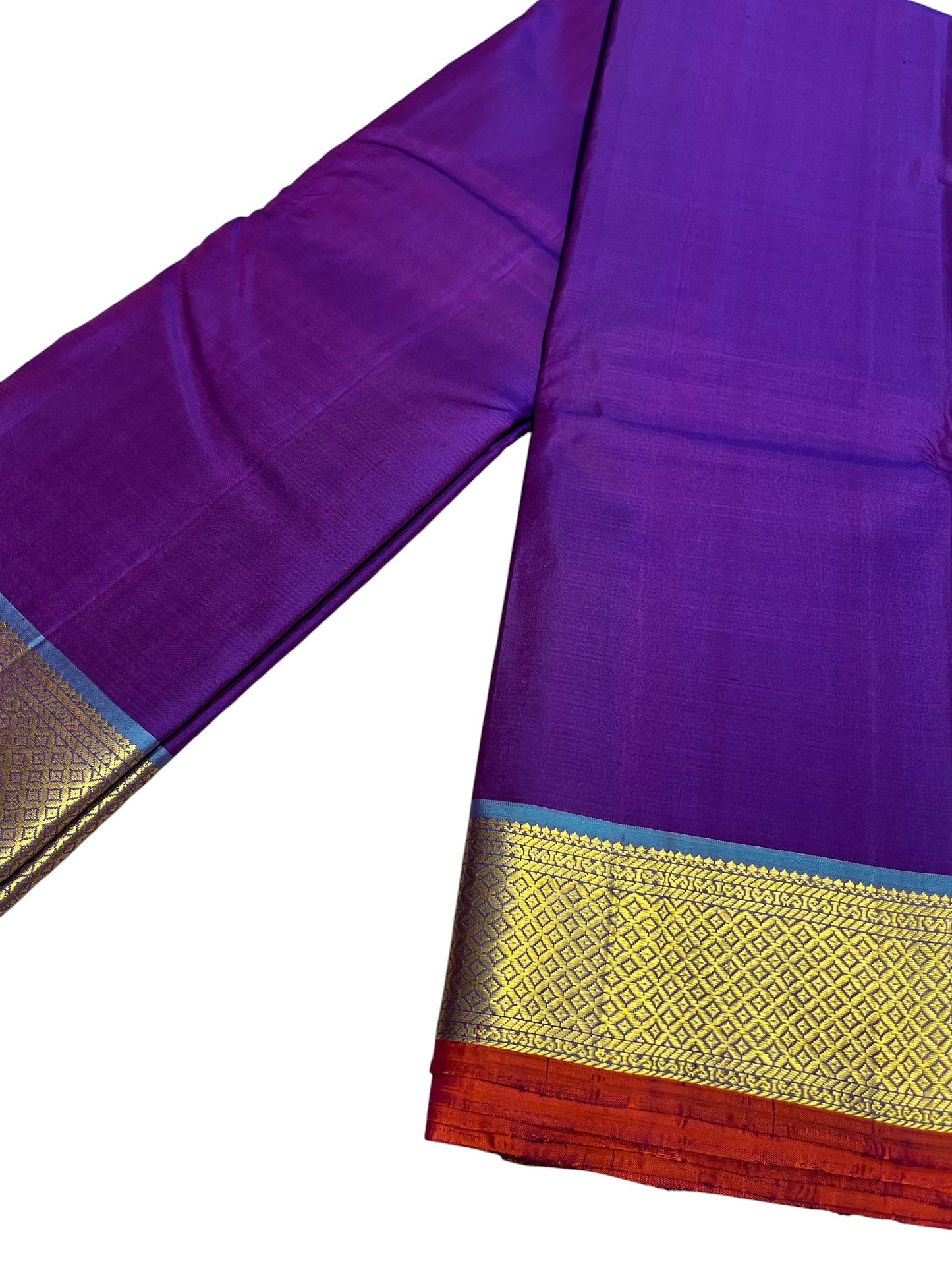 Southloom Pure Handloom Bridal Kanchipuram Silk Saree with Korvai Work (Violet)