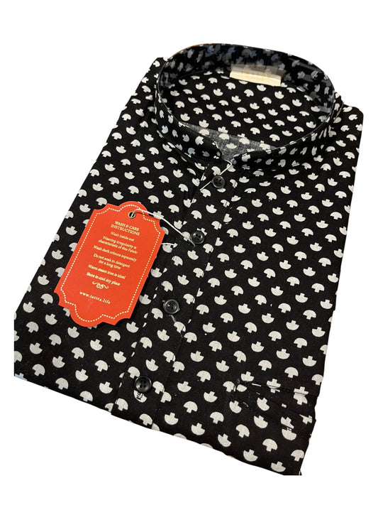 Southloom Semi Silk Short Kurta for Men in Black Colour