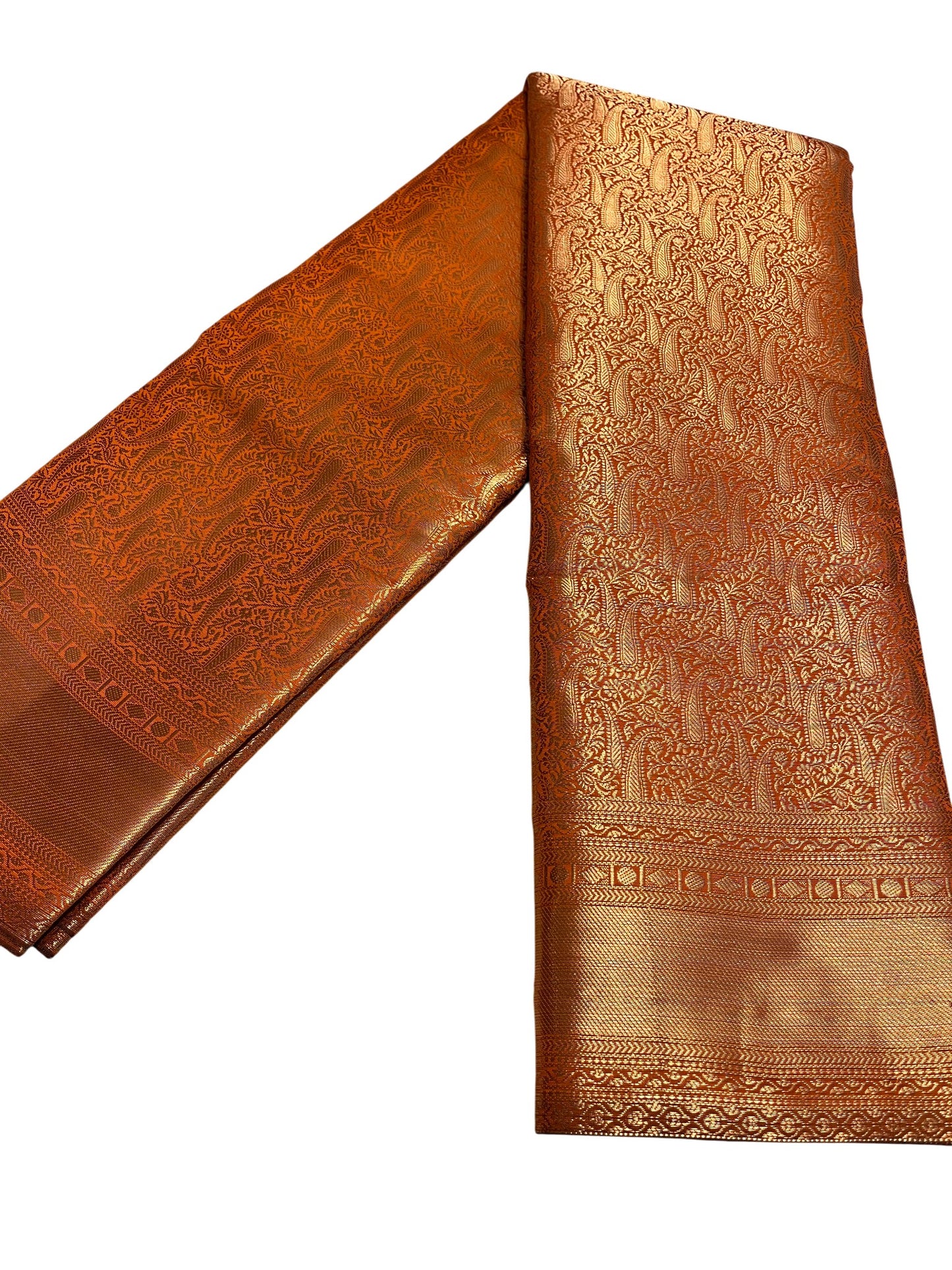 Southloom Brocade Silk Bridal Saree WIth Woven Borders in Bridal Orange With Matching Pallu