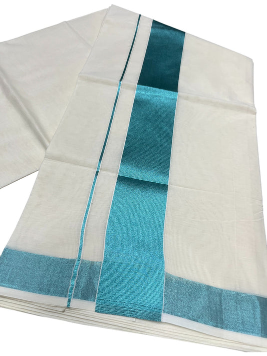 Southloom Kerala Pure Cotton Plain Kasavu Saree with Blue Border
