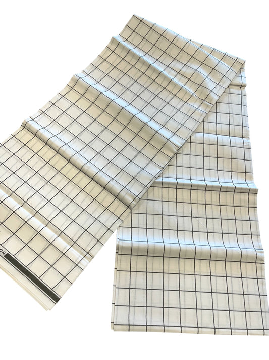 Southloom Off White Single Mundu With Check Design / Otta Mundu / Lungi (South Indian Kerala Dhoti)