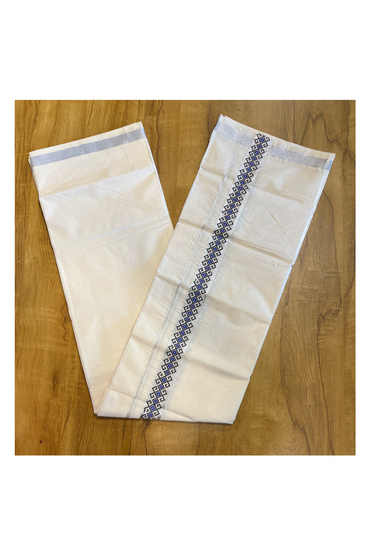 Southloom Pure Cotton Silver Kasavu Mundu with Trendy Print