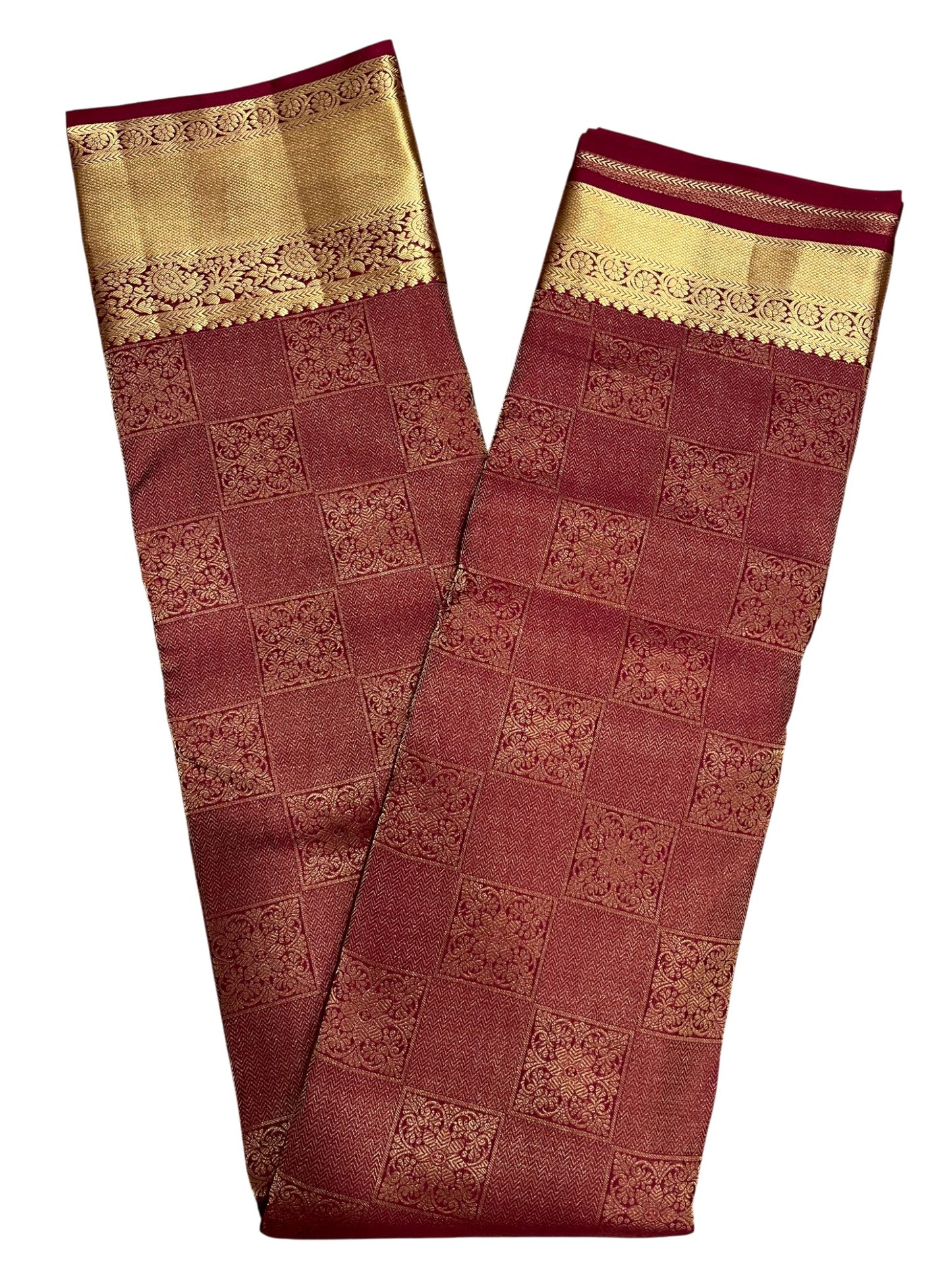 Southloom Pure Handloom Bridal Kanchipuram Silk Saree with Korvai Work (Maroon)