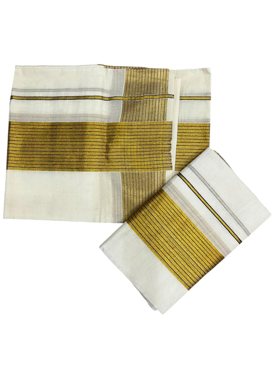 Southloom Pure Cotton Set Mundu with Gold Kasavu Lines 2.80 Mtrs SL374
