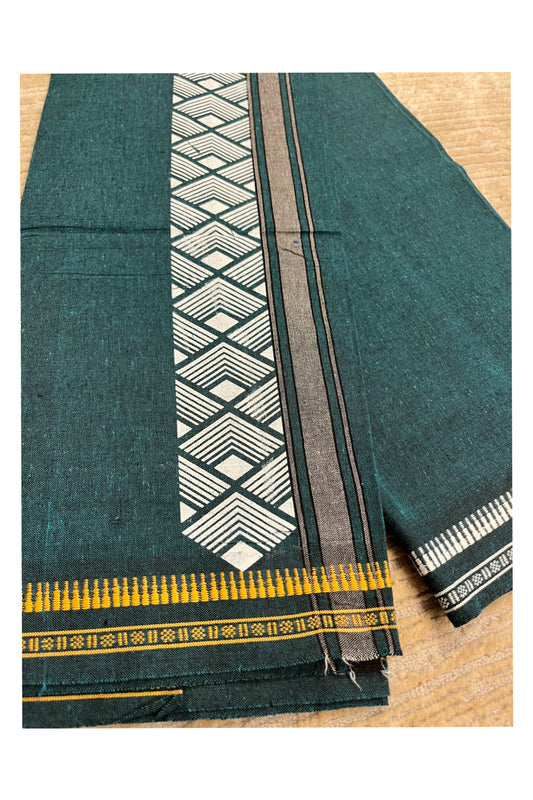 Southloom Green Printed Single Mundu / Otta Mundu / Lungi (South Indian Kerala Dhoti)