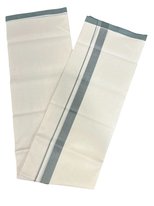 Southloom Premium Handloom Cotton Double Mundu with Green Border