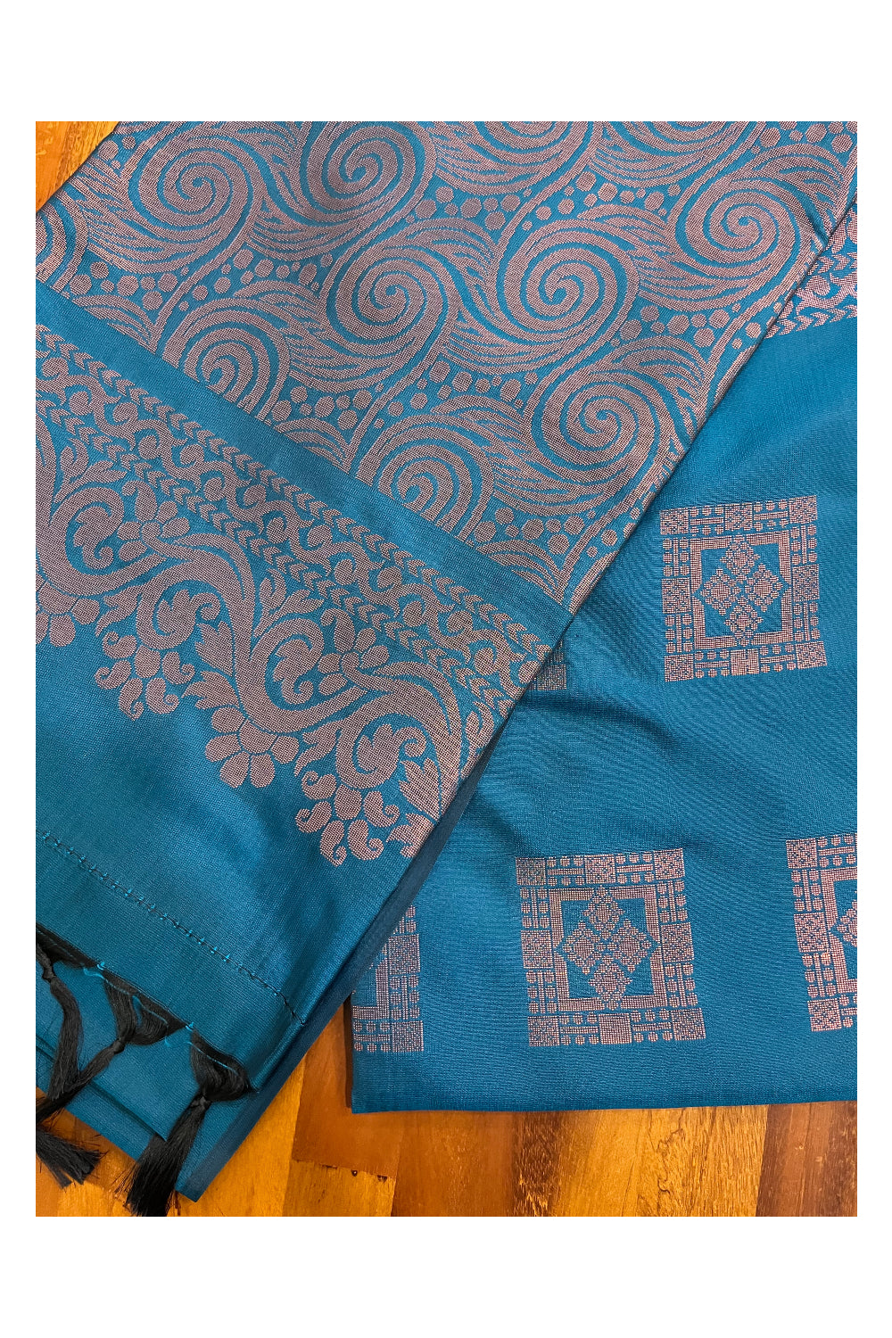 Southloom Soft Silk Blue Designer Woven Saree with  Heavy Work on Pallu