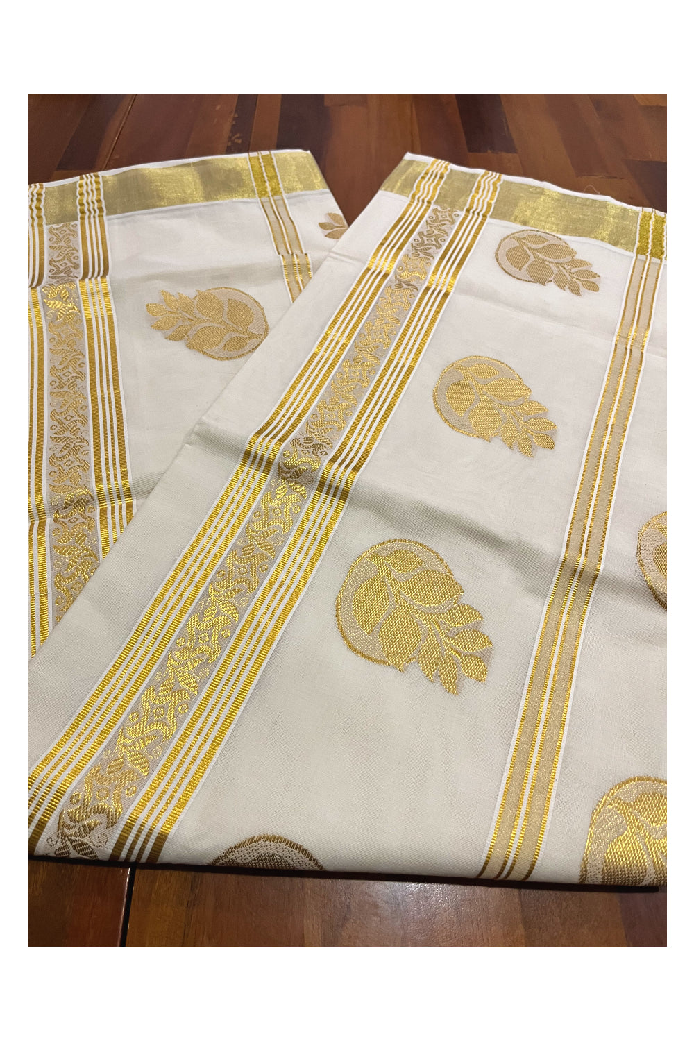 Kerala Kasavu Heavy Woven Design Cotton Saree