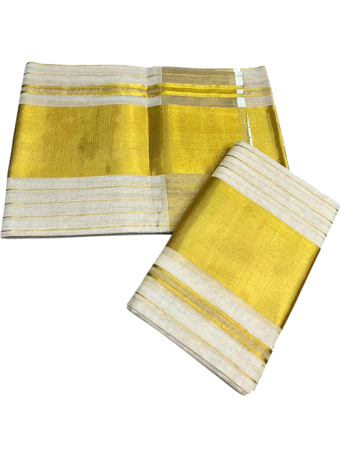 Southloom Premium Tissue Handloom Stripes Set Mundu with Kasavu Border (2.80 Mtr) SL632