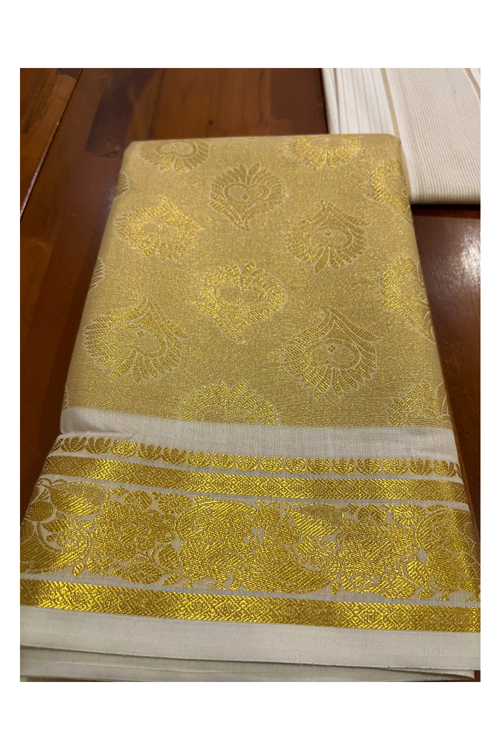 Kerala Cotton Churidar Salwar Material with Kasavu Woven Designs (include Shawl / Dupatta)