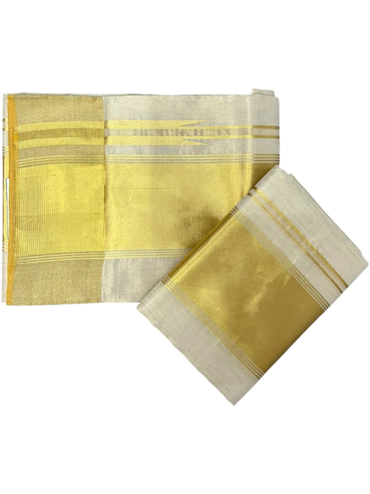 Southloom Premium Tissue  Handloom Set Mundu with Chuttikara Kasavu And 4 Inch Golden Border (2.80 Mtr)