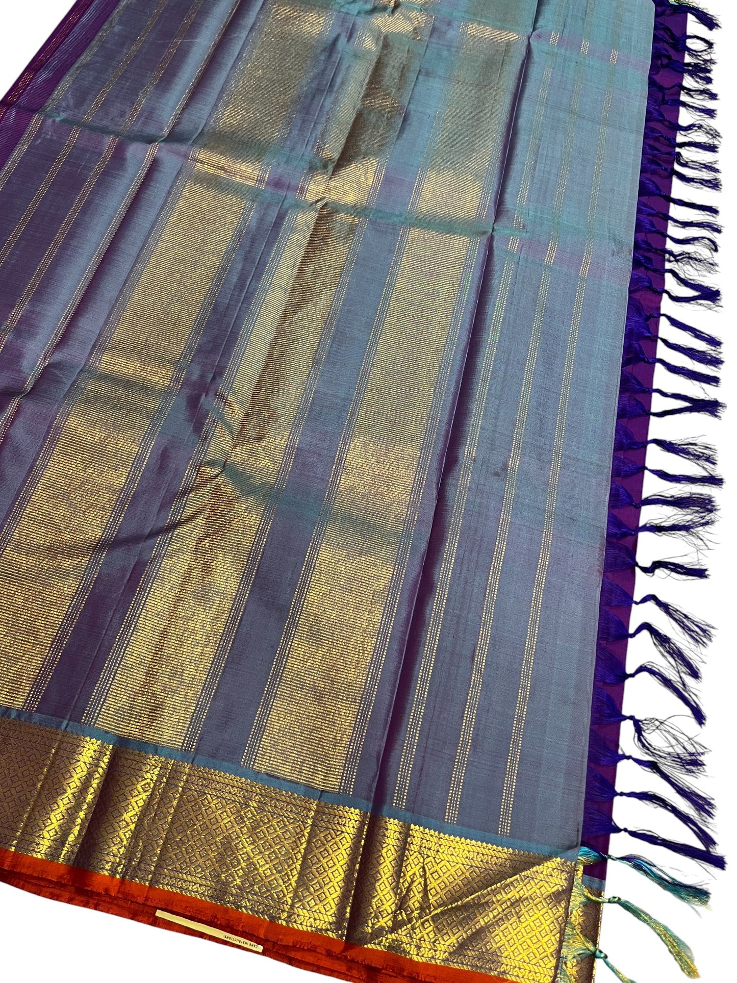 Southloom Pure Handloom Bridal Kanchipuram Silk Saree with Korvai Work (Violet)