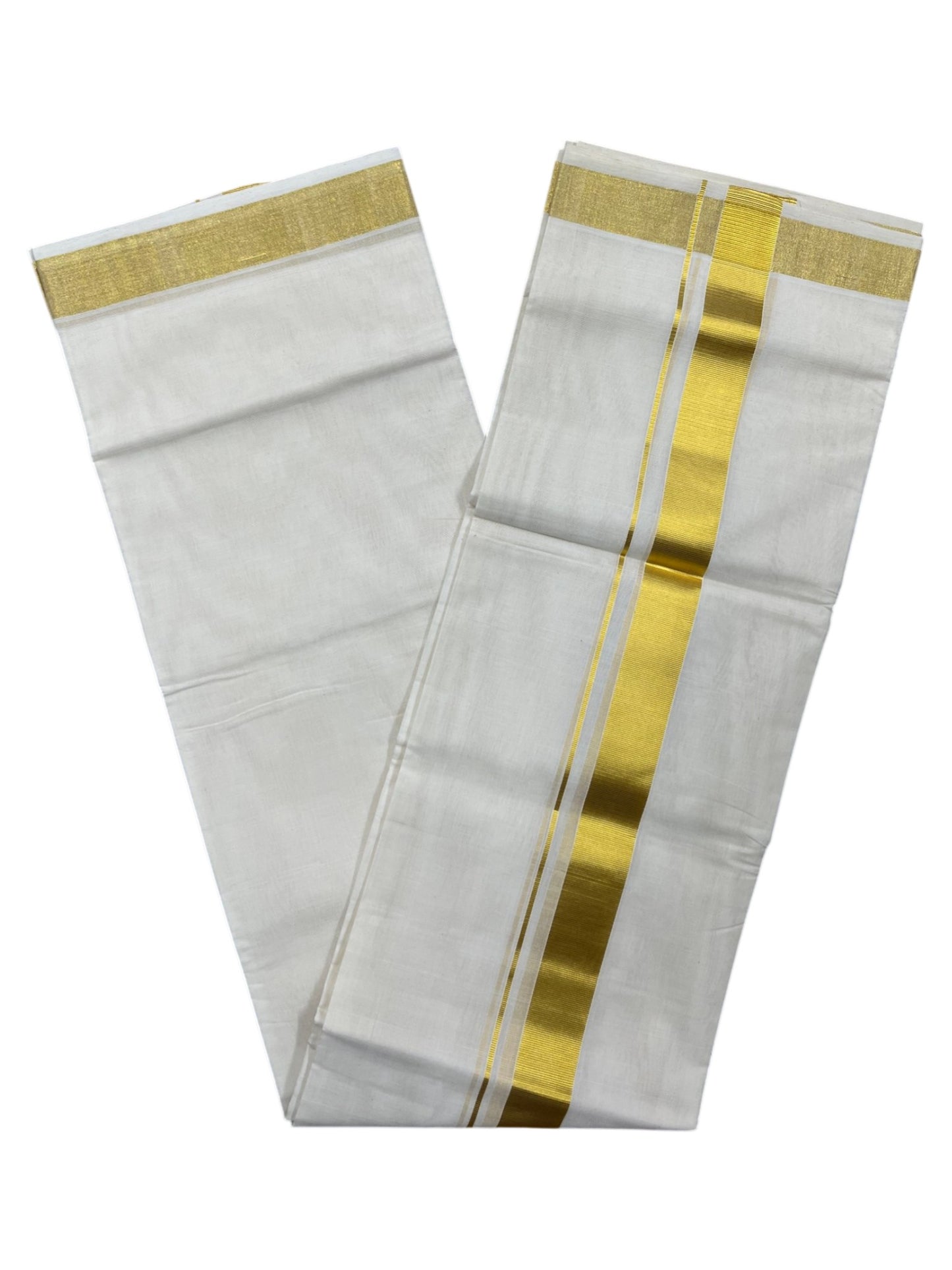 Southloom Premium Handloom Cotton Double Mundu with Gold Border