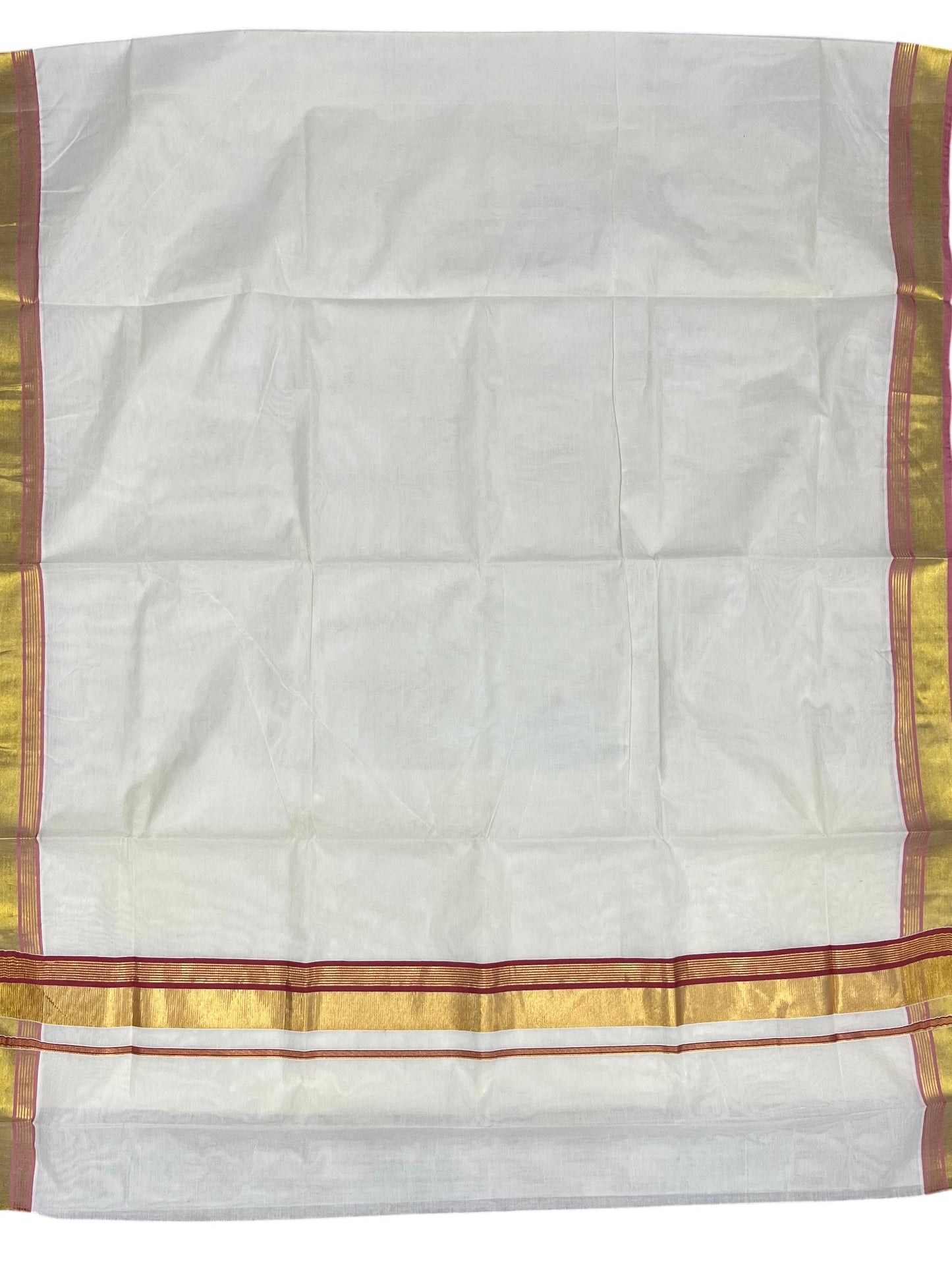Southloom Kerala Cotton Kasavu Saree with Brick Red Border
