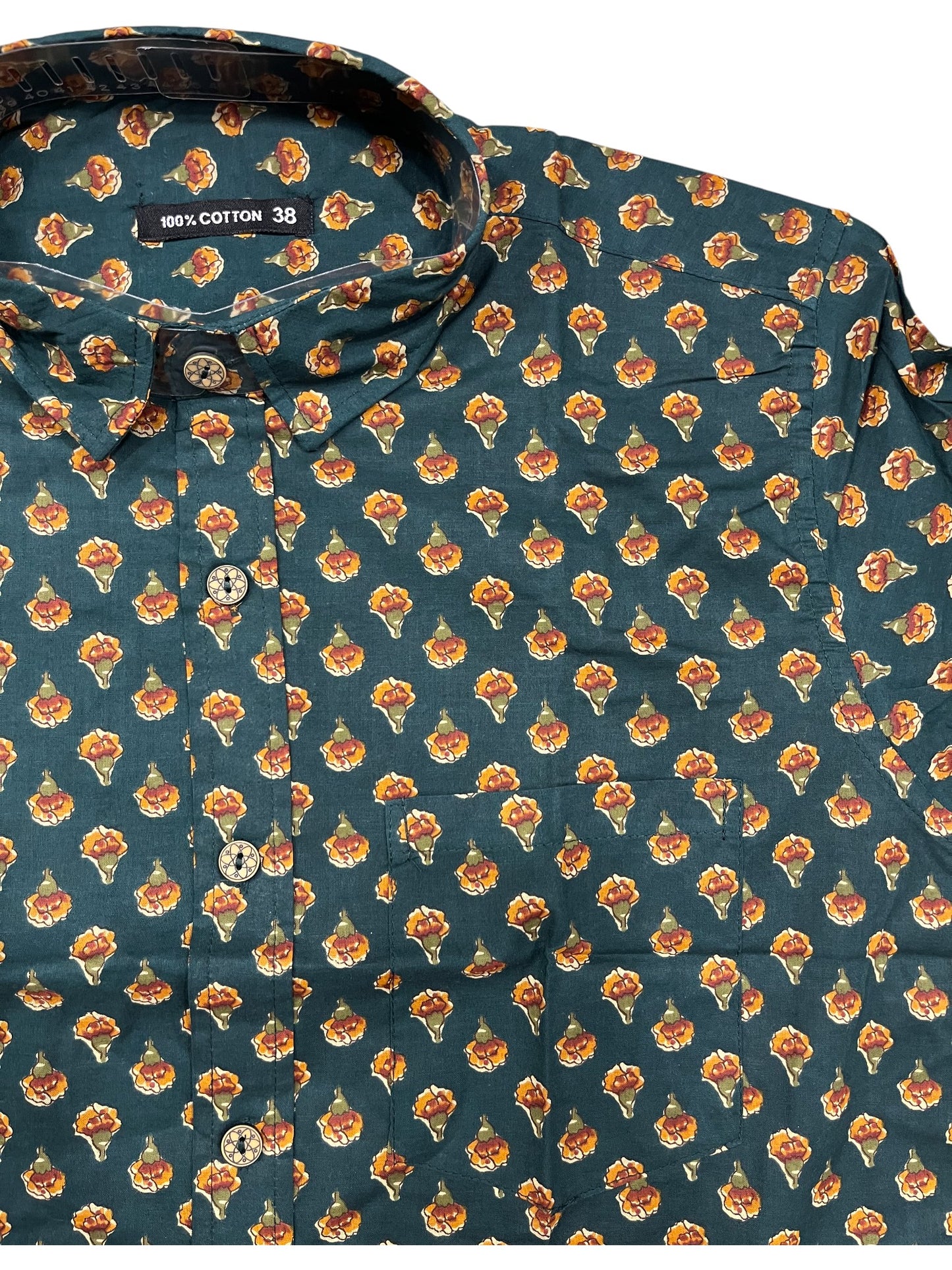 Southloom Jaipur Pure Cotton Block Printed Shirt for Men (Medium)