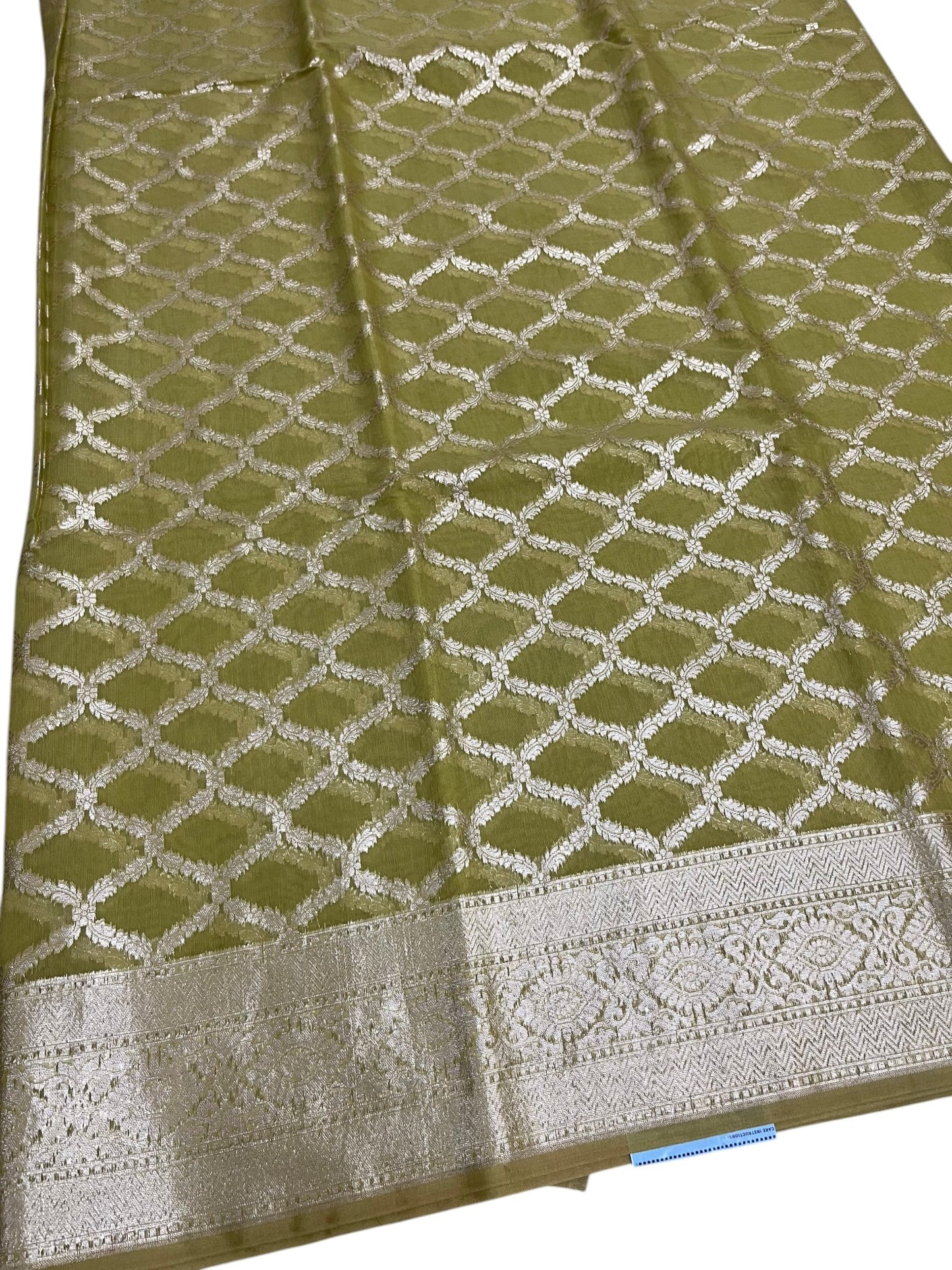 Southloom Cotton Banarasi Silk Saree with Woven Work on Body and Borders (Yellow)