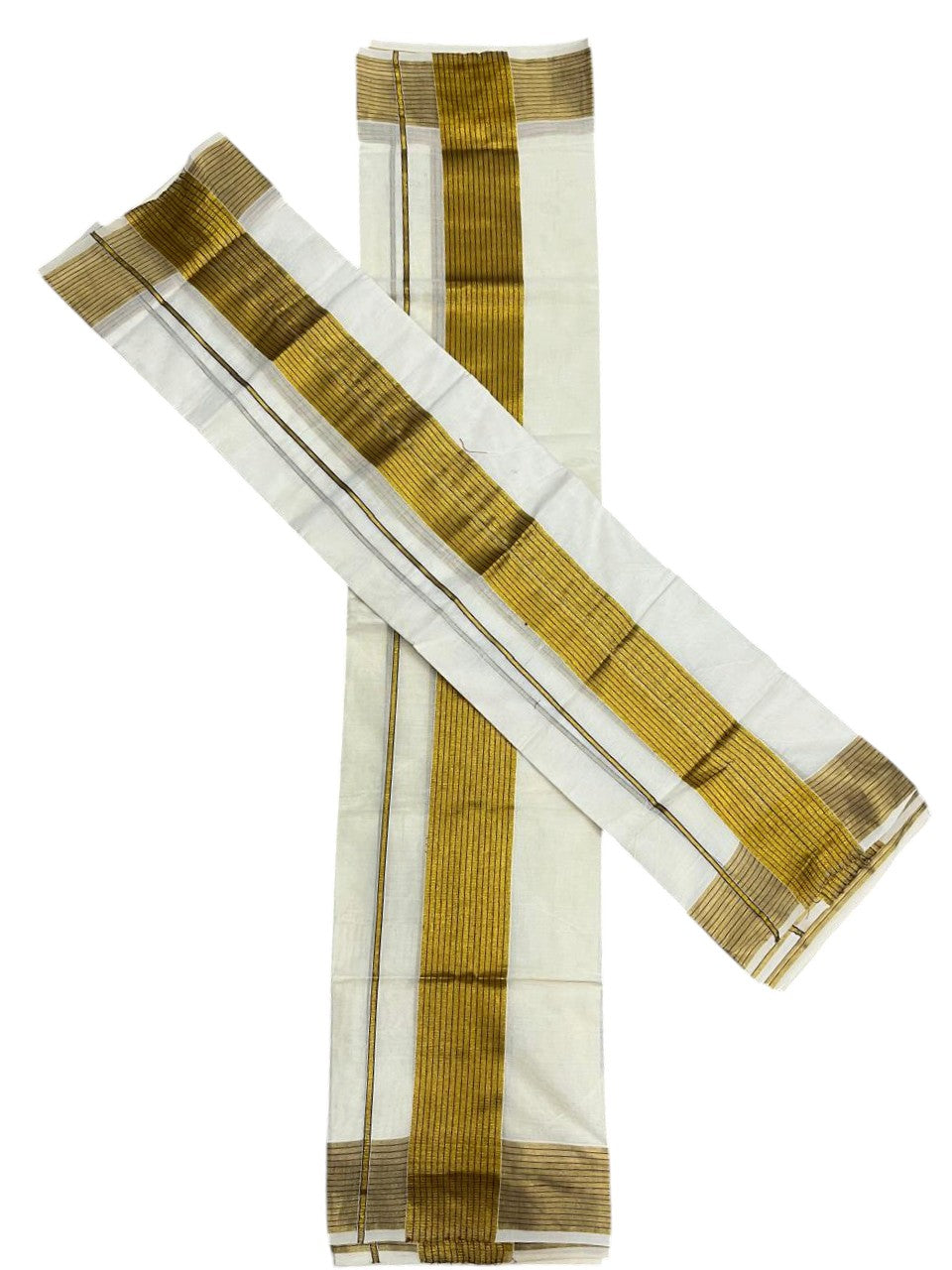 Southloom Pure Cotton Set Mundu with Gold Kasavu Lines 2.80 Mtrs SL374
