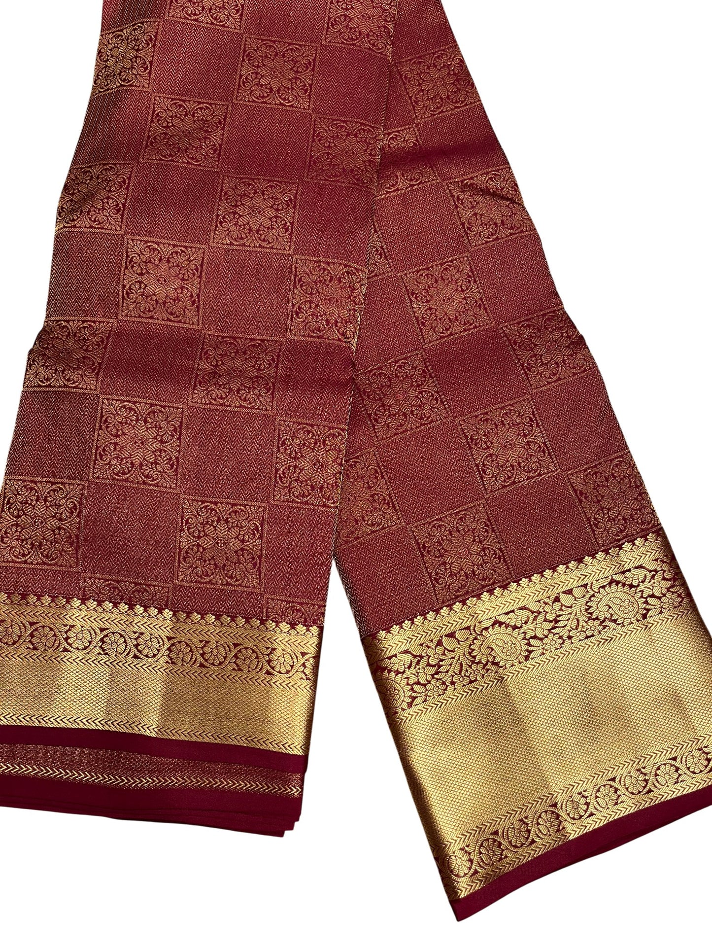 Southloom Pure Handloom Bridal Kanchipuram Silk Saree with Korvai Work (Maroon)