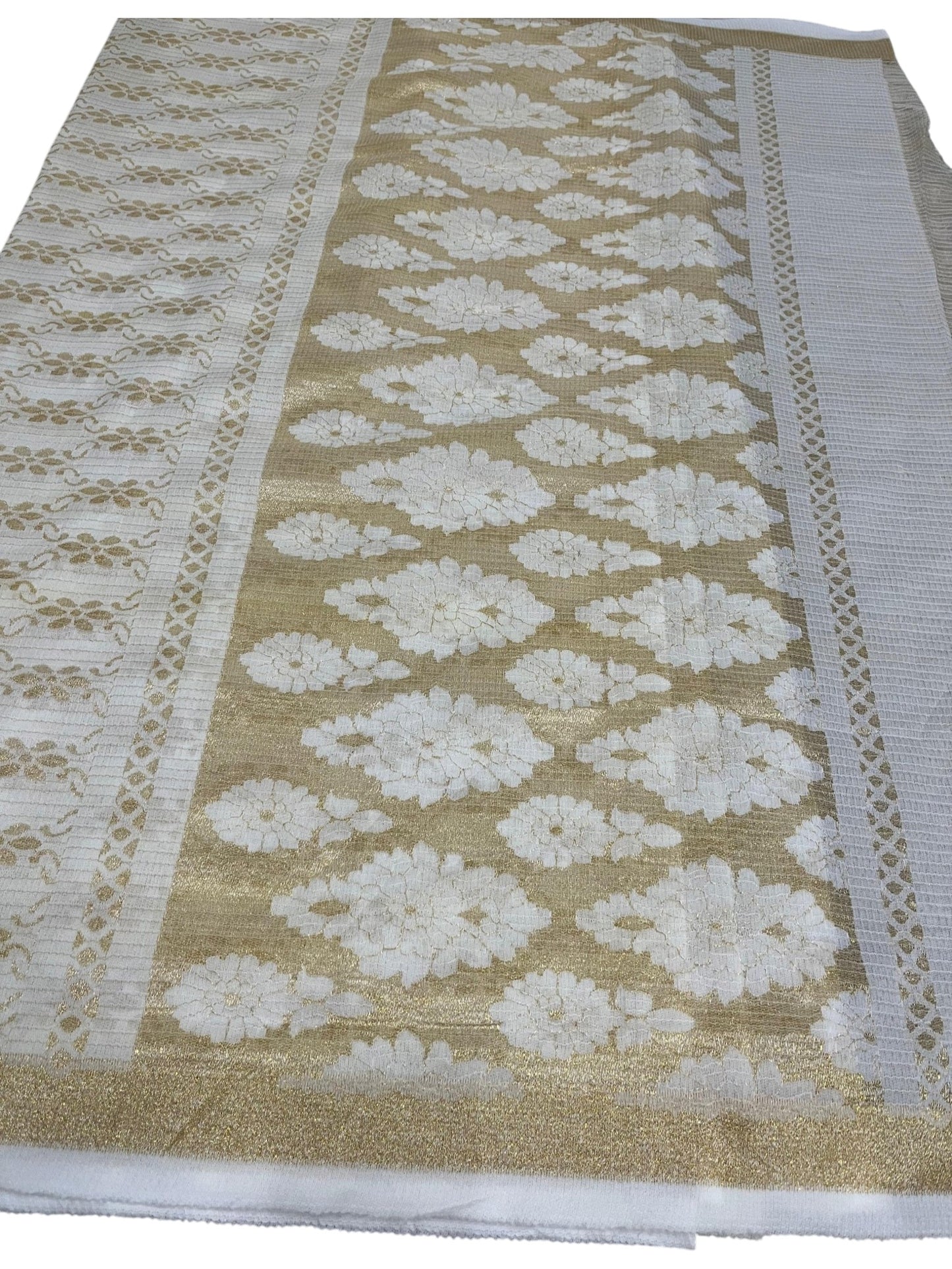 Southloom Chanderi Saree With Golden Zari Work On Body And Borders