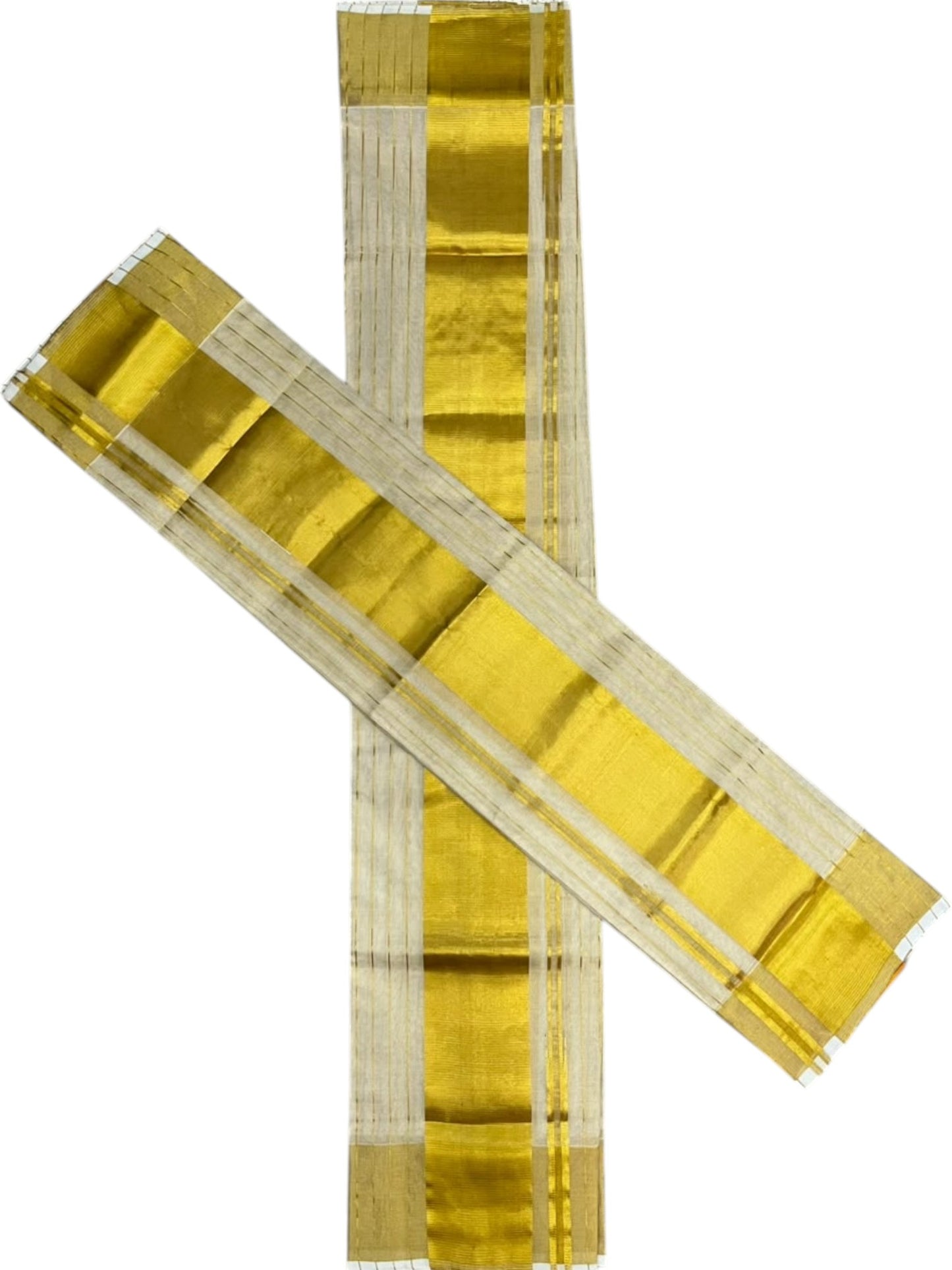 Southloom Premium Tissue Handloom Stripes Set Mundu with Kasavu Border (2.80 Mtr) SL632
