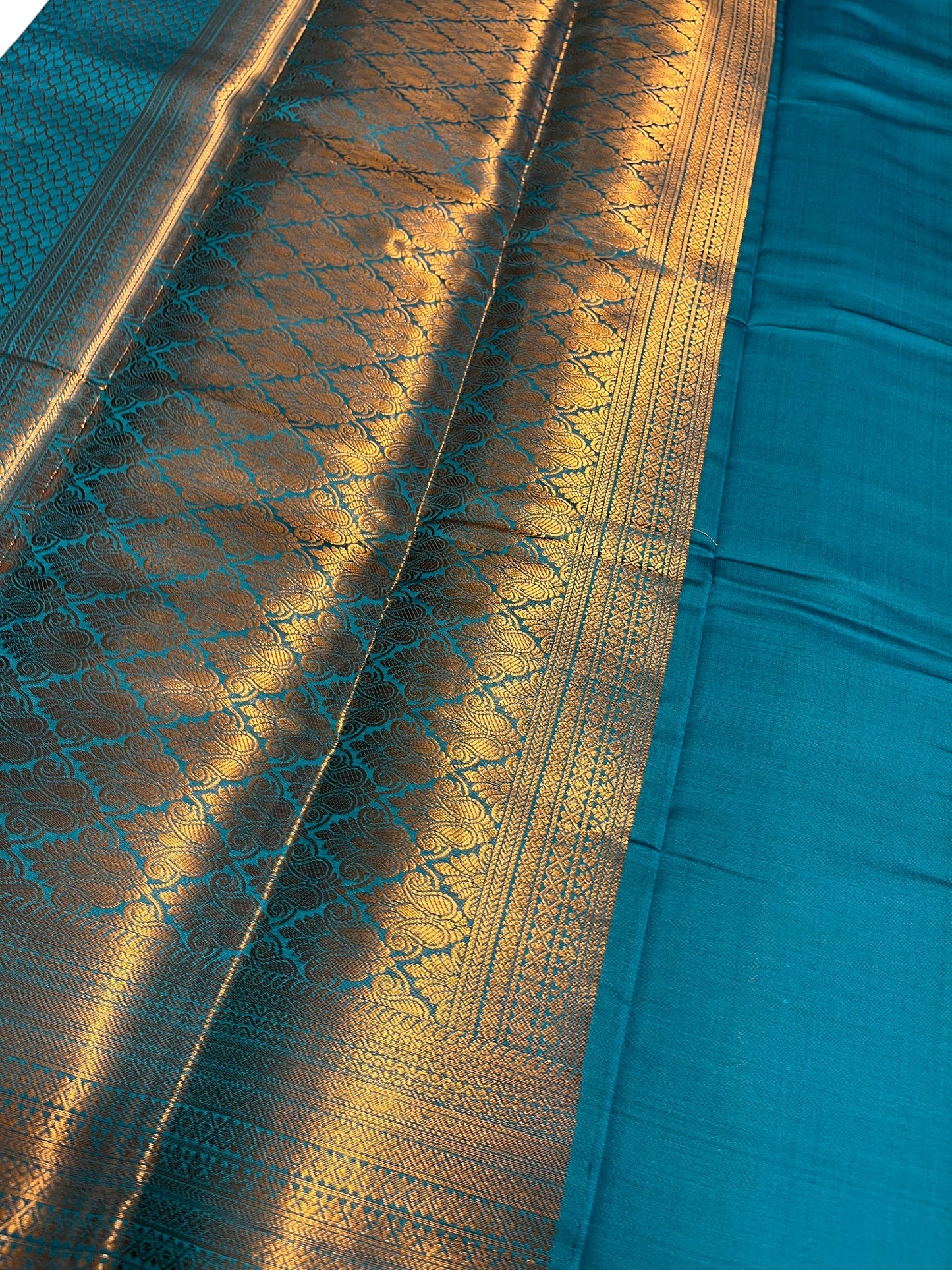 Southloom Premium Semi Silk Zari Work Brocade Saree in Bridal Blue with Matching Pallu