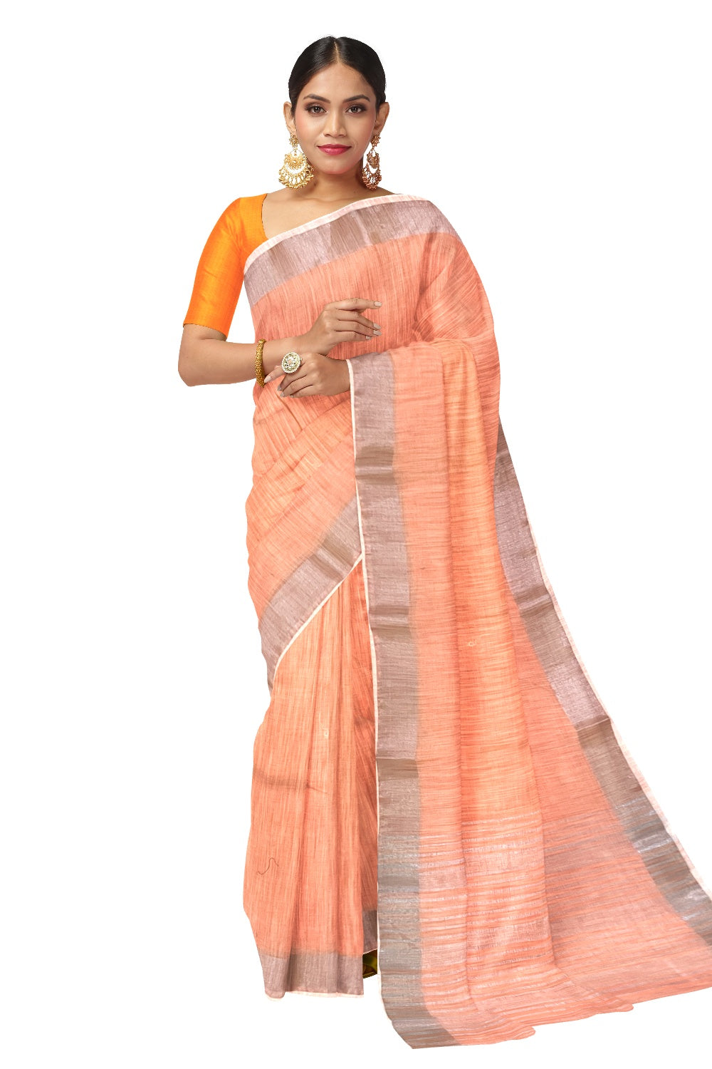 Southloom Cotton Peach Shaded Saree