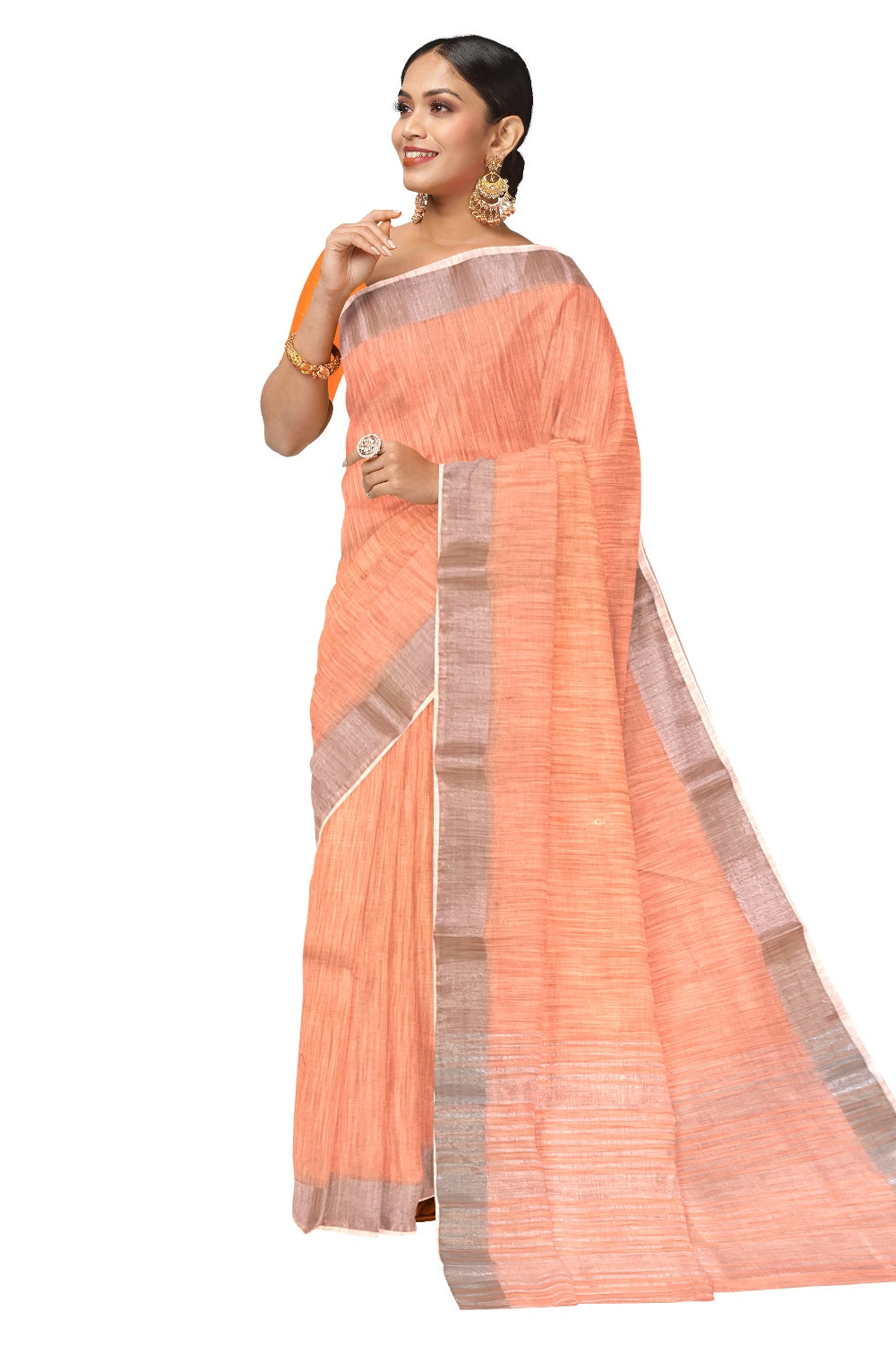 Southloom Cotton Peach Shaded Saree