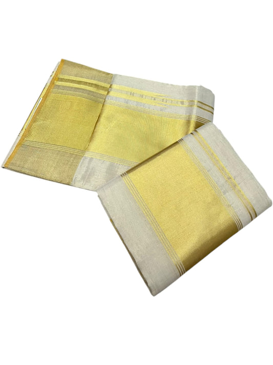 Southloom Premium Tissue  Handloom Set Mundu with Chuttikara Kasavu And 4 Inch Golden Border (2.80 Mtr) SL617