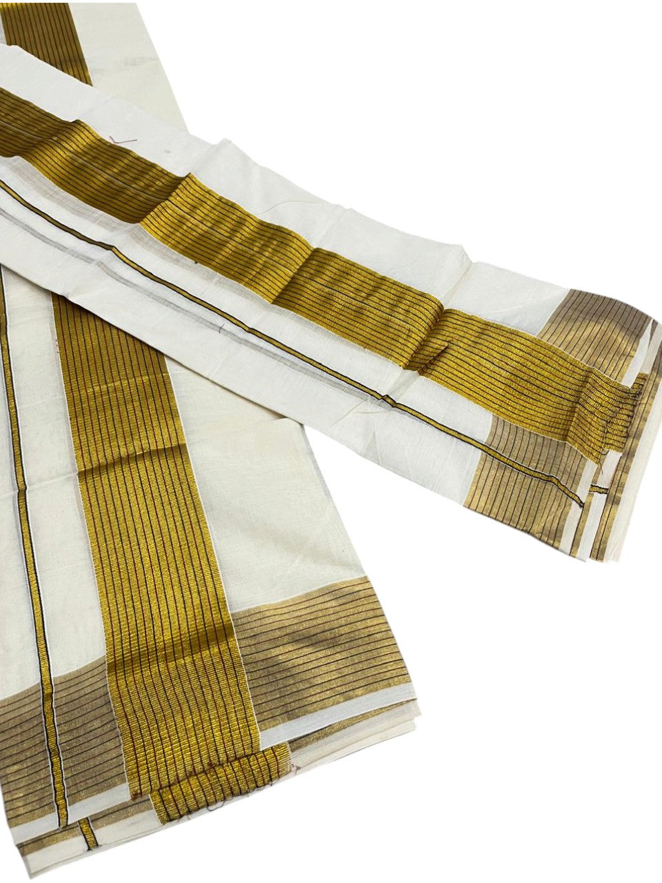 Southloom Pure Cotton Set Mundu with Gold Kasavu Lines 2.80 Mtrs SL374
