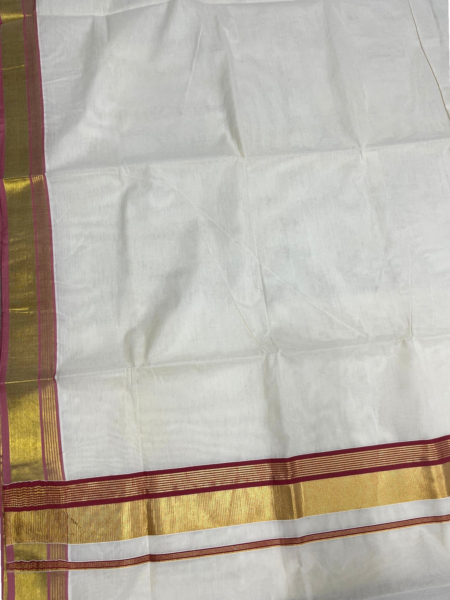 Southloom Kerala Cotton Kasavu Saree with Brick Red Border