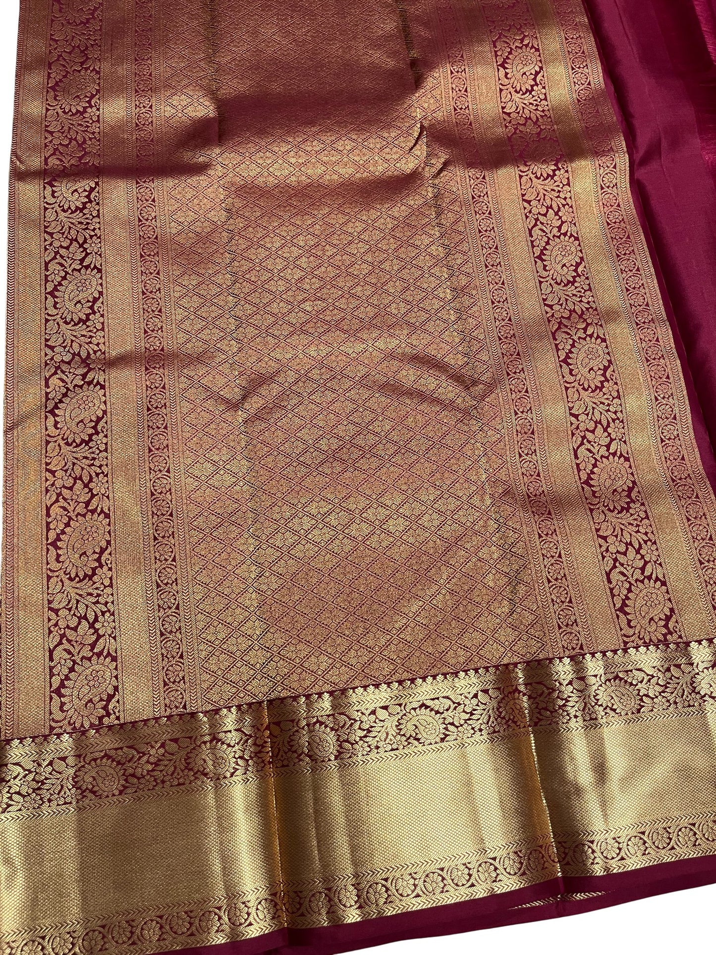 Southloom Pure Handloom Bridal Kanchipuram Silk Saree with Korvai Work (Maroon)