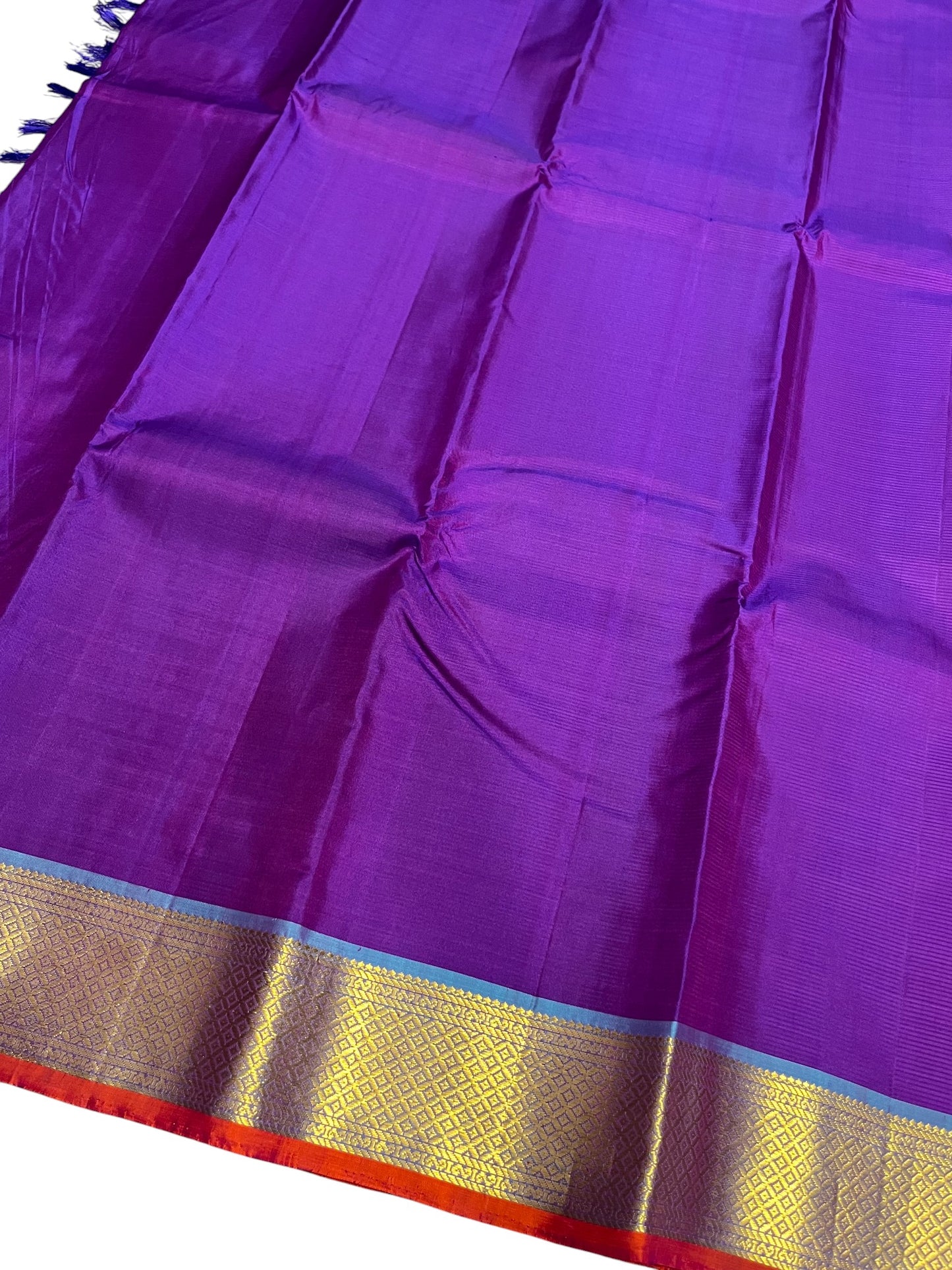 Southloom Pure Handloom Bridal Kanchipuram Silk Saree with Korvai Work (Violet)