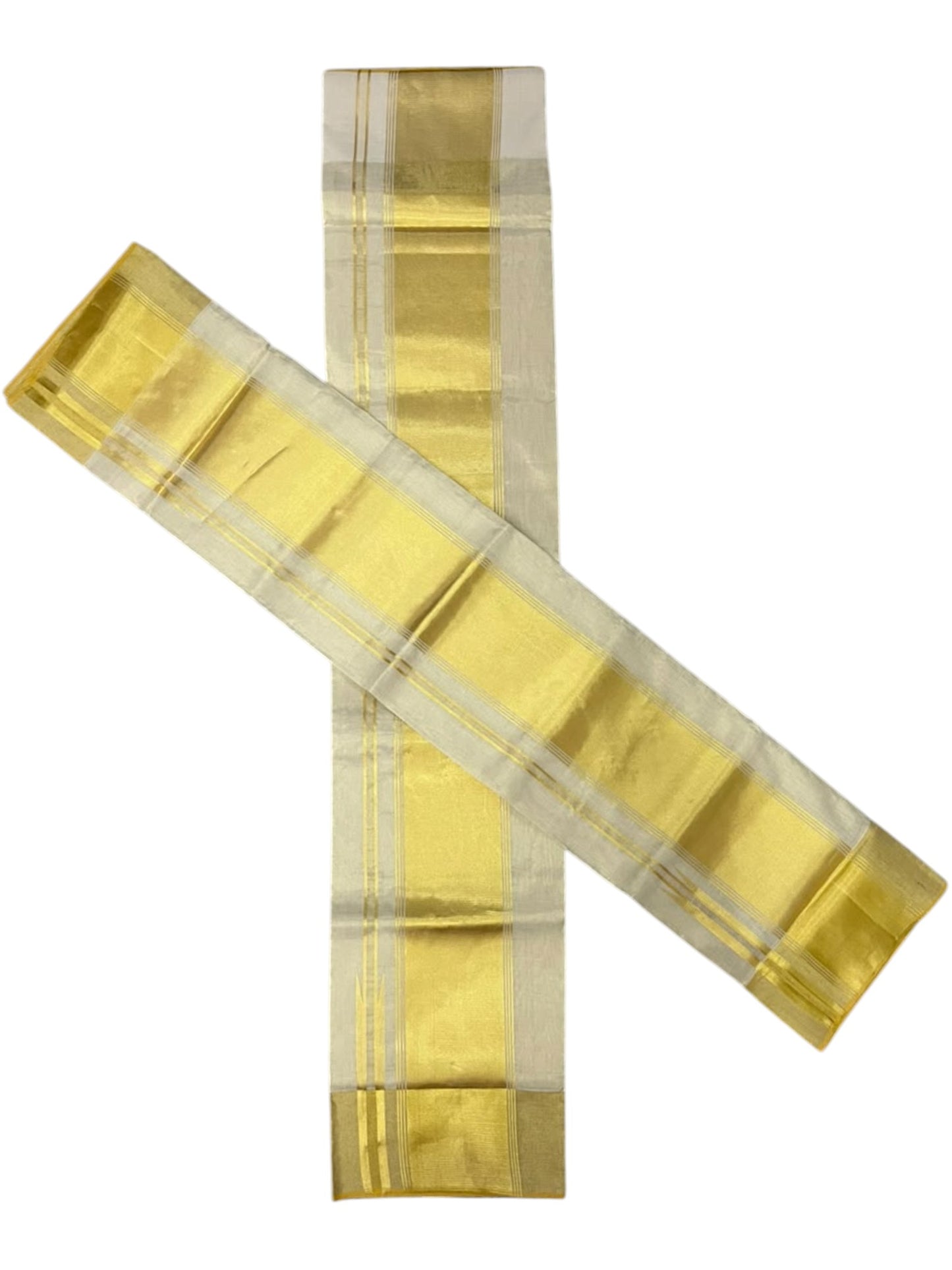 Southloom Premium Tissue  Handloom Set Mundu with Chuttikara Kasavu And 4 Inch Golden Border (2.80 Mtr)