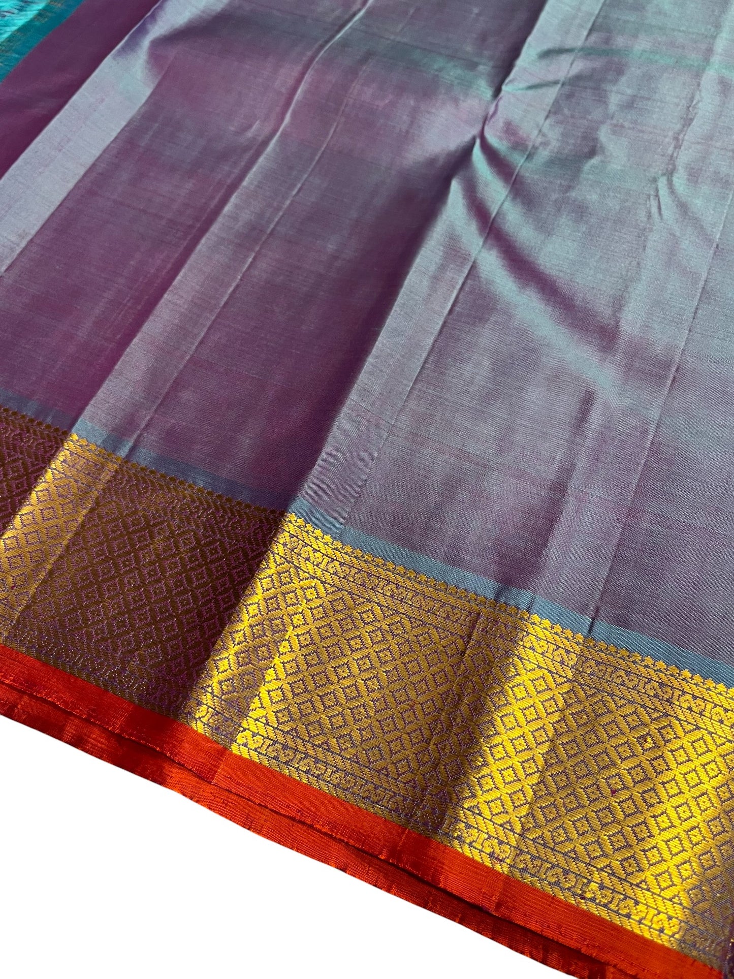 Southloom Pure Handloom Bridal Kanchipuram Silk Saree with Korvai Work (Violet)