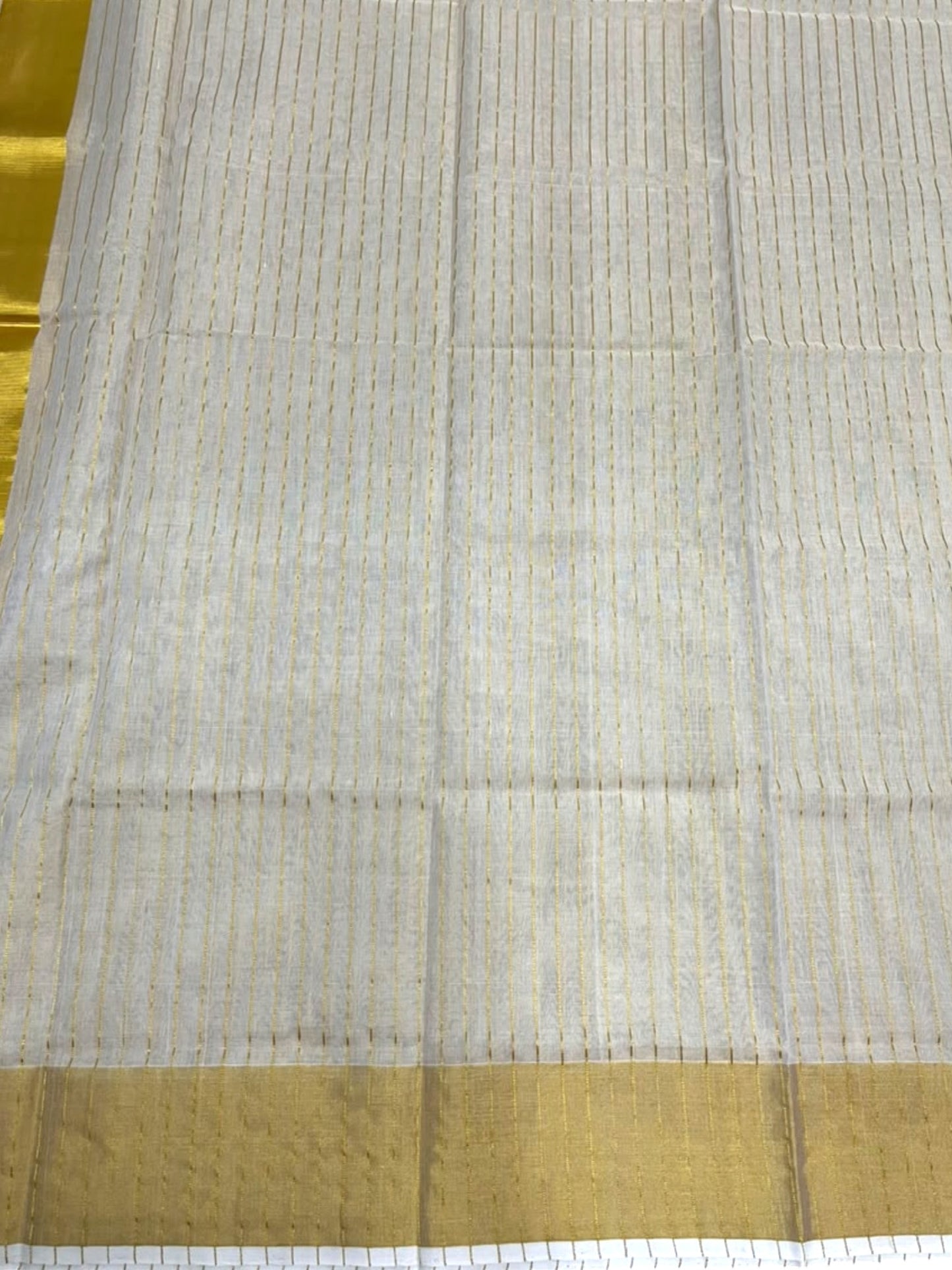 Southloom Premium Tissue Handloom Stripes Set Mundu with Kasavu Border (2.80 Mtr) SL632