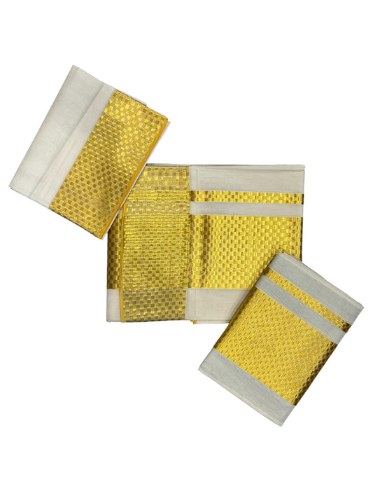 Southloom Premium Handloom Set Mundu with Paa Neythu Kasavu Design Border 2.80 Mtrs