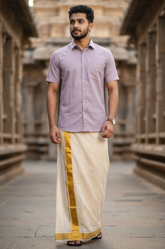 Southloom Pure Cotton Lavender Plain Shirt SLSHIRT 38 HS