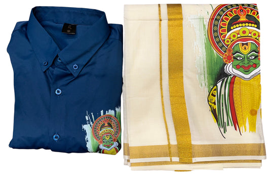 Southloom Stylish & Classy Budget Combo Pink Shirt + Mundu for Men