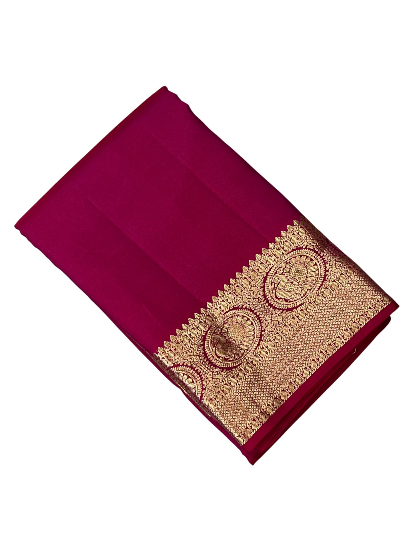 Southloom Pure Handloom Bridal Kanchipuram Silk Saree with Korvai Work (Magenta)