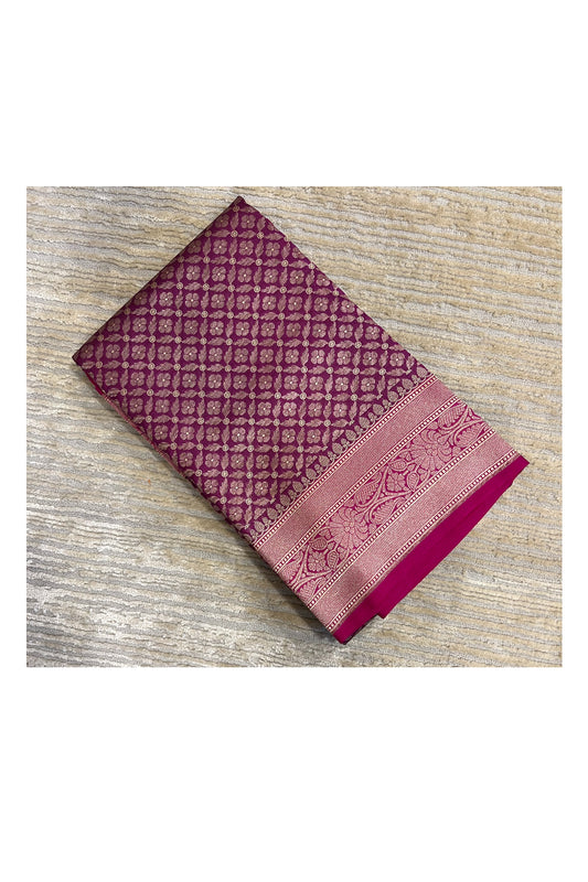 Southloom Banarasi Silk Saree with Woven Work in Magenta