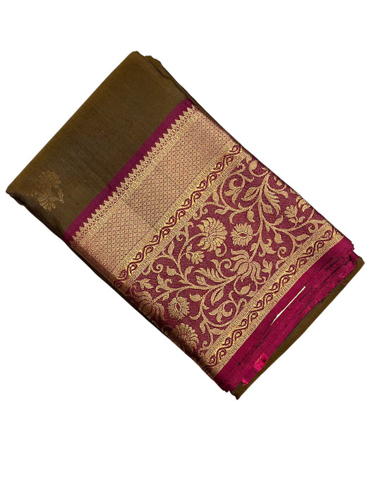 Southloom Premium Handloom Bridal Kanchipuram Silk Saree with Korvai Work