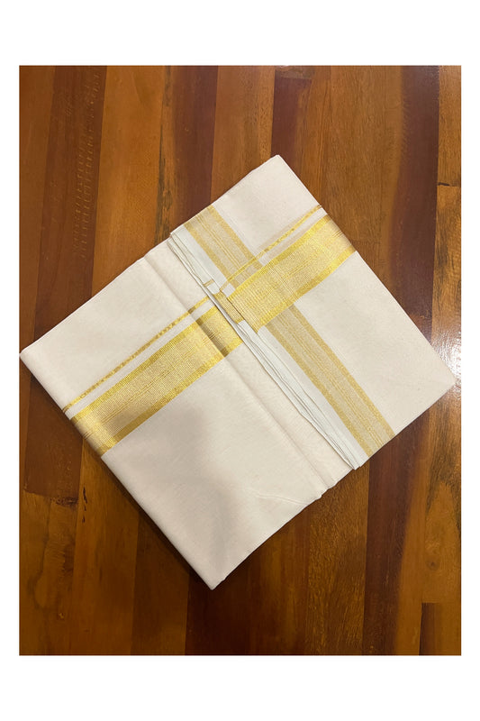 Southloom Super Premium Balaramapuram Unakkupaavu Handloom Mundu with Kasavu Lines Border (South Indian Kerala Dhoti)