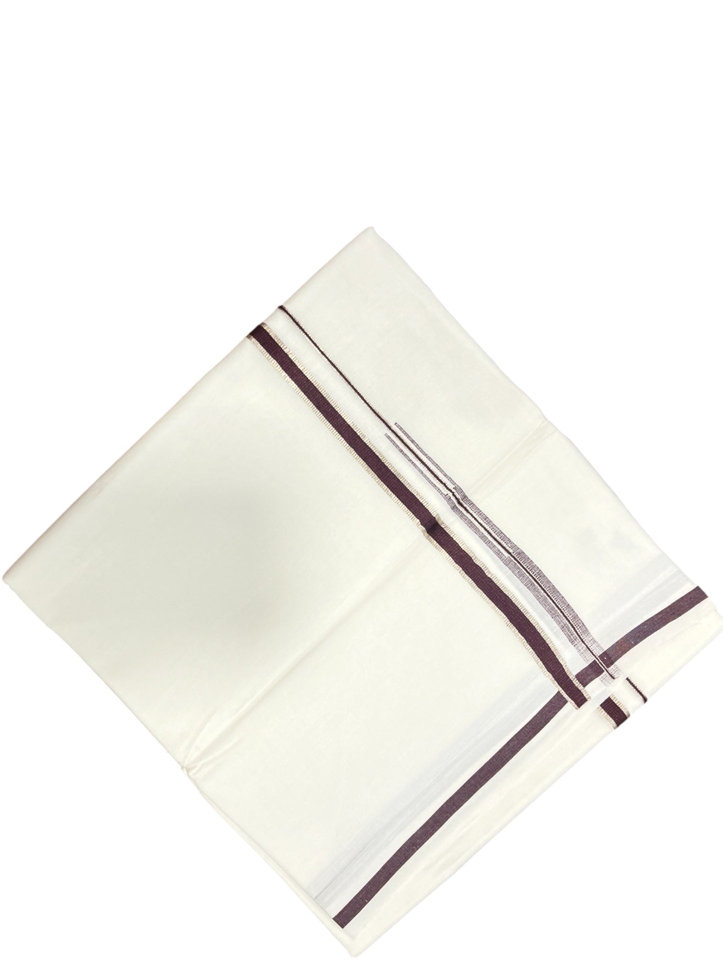 Pure White Cotton Double Mundu with  puliyilakara (South Indian Dhoti)