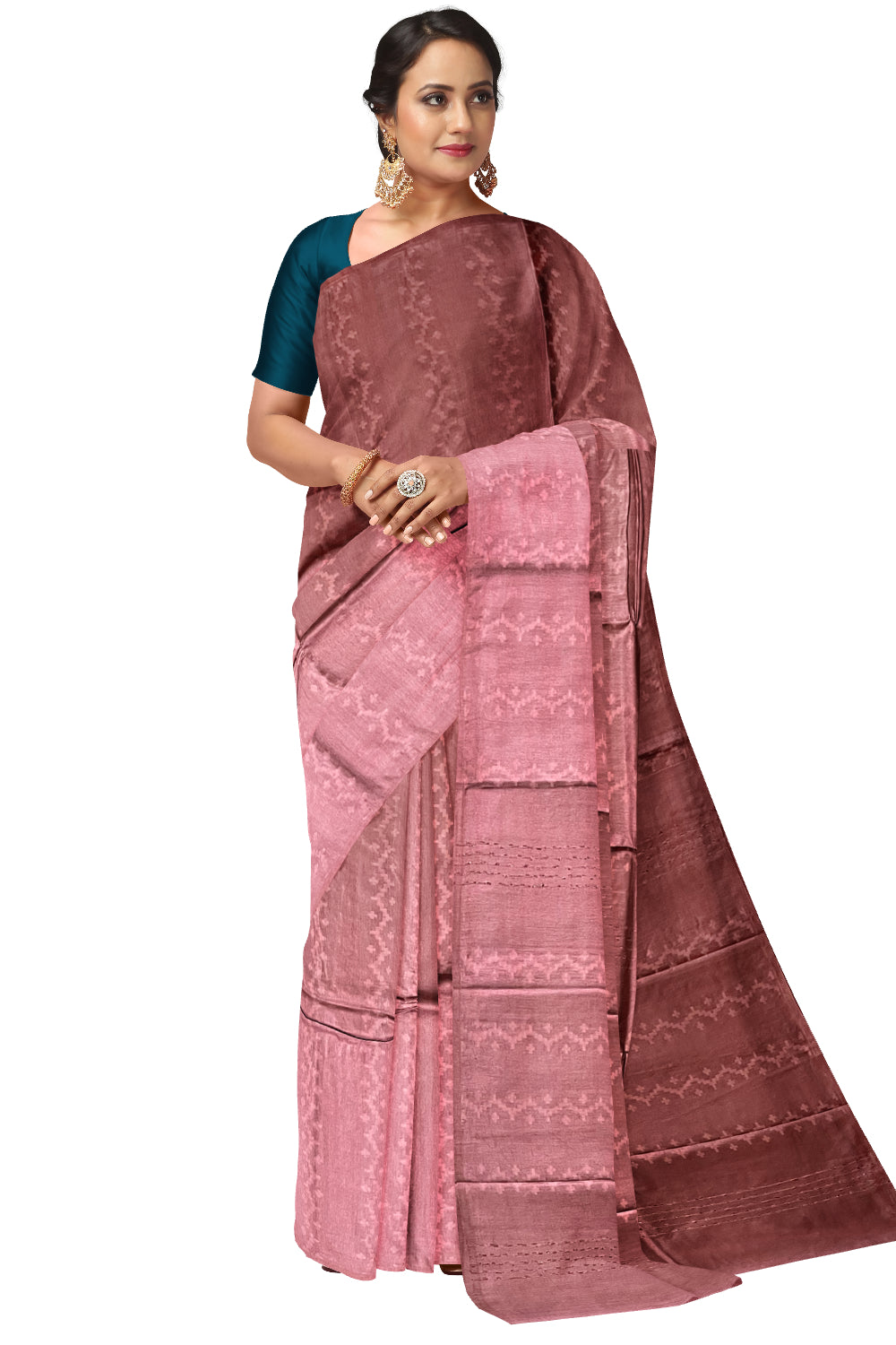 Southloom Semi Silk Onion Pink Designer Saree