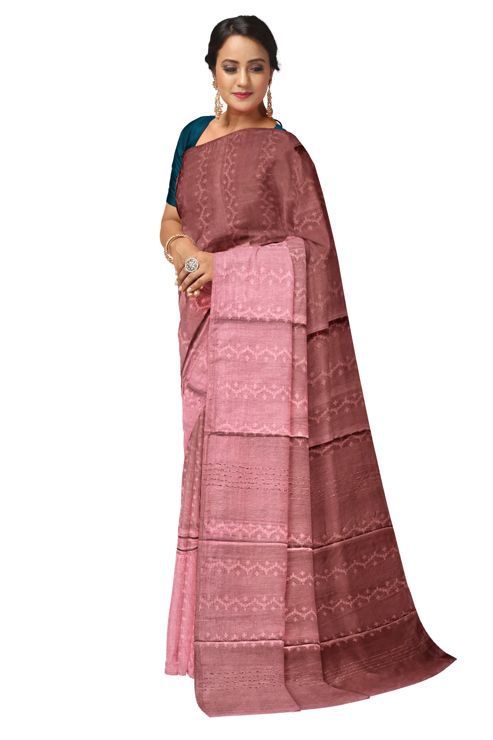 Southloom Semi Silk Onion Pink Designer Saree